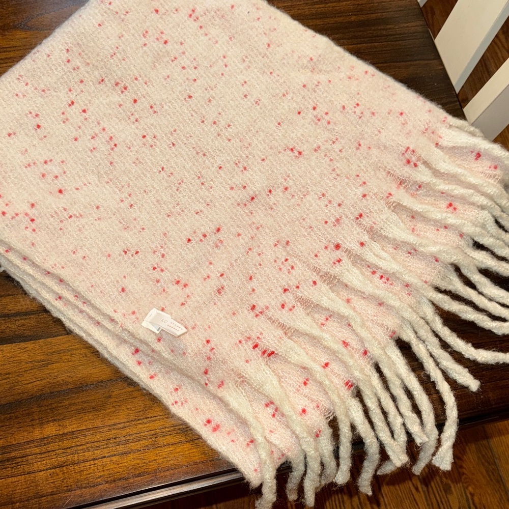 LC Lauren Conrad Cream and Red Speckled Scarf
